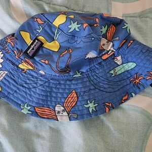 Patagonia Infant/Kids Blue Bucket Hat with Colorful Print